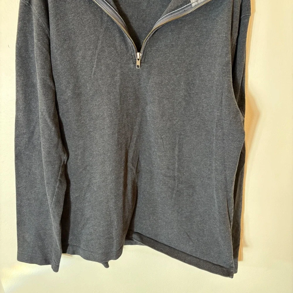 J. Crew Charcoal Gray 100% Cotton Quarter Zip Pullover Sweatshirt Size Large‎